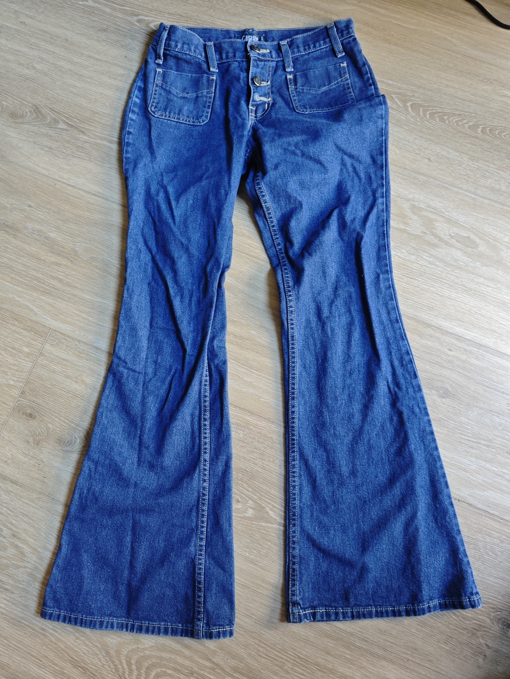 Vintage 90s Garage Women's Dark Blue Flared Jeans